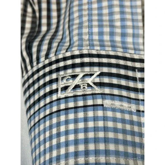 Cutter & Buck Check Dress Shirt Button Down Tan White Gold 2XLT 100% Cotton - Picture 9 of 14